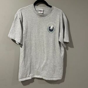 VTG Hilton Head Sailboat Single Stitch T-Shirt Grey Stripes Large Regatta USA